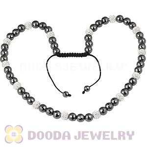 Long White Czech Crystal Faceted Hematite Unisex Necklace Wholesale