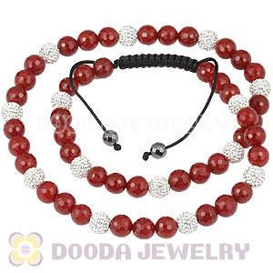 Long White Czech Crystal Onyx Red Agate Unisex Necklace Wholesale