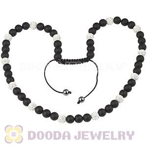 Long White Czech Crystal Onyx Black Agate Unisex Necklace Wholesale