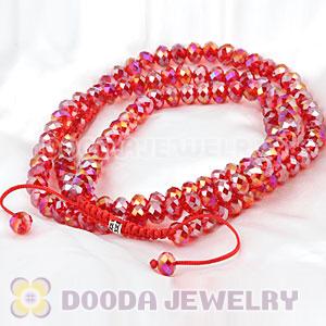 Cheap Long Red Faceted Crystal Glass Beads Unisex Necklace Wholesale
