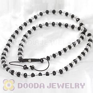 Cheap Long White-Black Faceted Crystal Glass Beads Unisex Necklace Wholesale