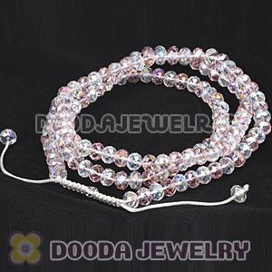 Cheap Long White-Pink Faceted Crystal Glass Beads Unisex Necklace Wholesale
