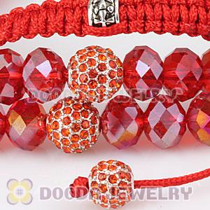 Long Alloy Crystal Red Faceted Crystal Glass Beads Unisex Necklace Wholesale
