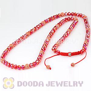 Long Alloy Crystal Red Faceted Crystal Glass Beads Unisex Necklace Wholesale