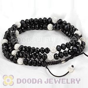 Long Alloy Crystal Black Faceted Crystal Glass Beads Unisex Necklace Wholesale
