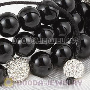 Long Onyx Black Agate Alloy Crystal Unisex Necklace Wholesale