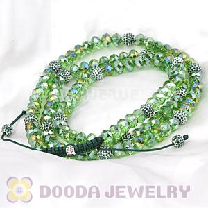 Long Alloy Crystal Green Faceted Crystal Glass Beads Unisex Necklace Wholesale