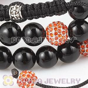 Long Onyx Black Agate Alloy Crystal Unisex Necklace Wholesale