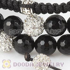 Long Onyx Faceted Black Agate Alloy Crystal Unisex Necklace Wholesale