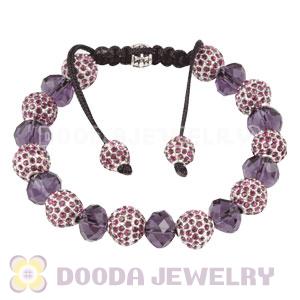 Fashion Alloy Crystal Bracelets With Purple Faceted Crystal Glass Bead