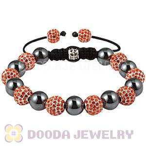 Red Disco Ball Bead Bracelet With Hematite Wholesale 