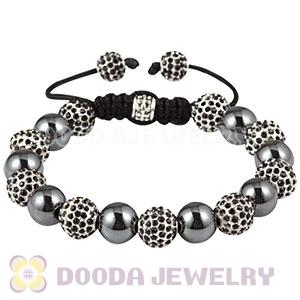 Black Disco Ball Bead Bracelet With Hematite Wholesale 