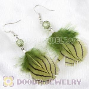 Fashion Green Tibetan Jaderic Indianstyles Feather Earrings