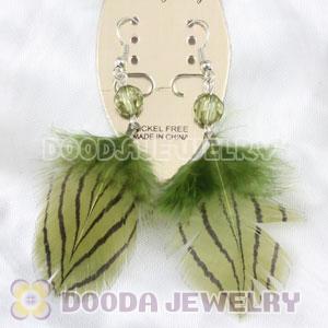 Fashion Green Tibetan Jaderic Indianstyles Feather Earrings