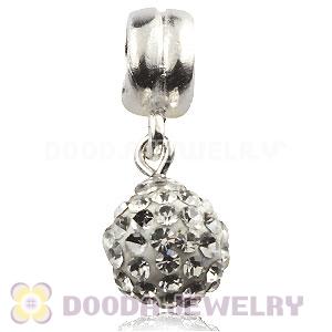 Sterling Silver European Charms Dangle White Czech Crystal Beads