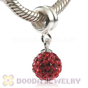 Sterling Silver European Charms Dangle Red Czech Crystal Beads
