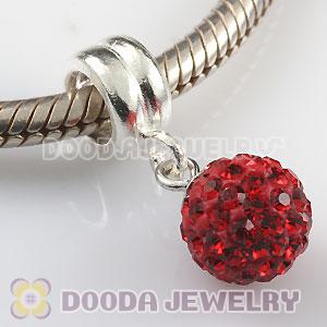 Sterling Silver European Charms Dangle Red Czech Crystal Beads