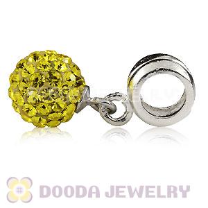 Sterling Silver European Charms Dangle Yellow Czech Crystal Beads