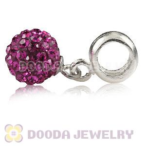 Sterling Silver European Charms Dangle Pink Czech Crystal Beads