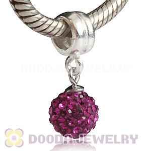 Sterling Silver European Charms Dangle Pink Czech Crystal Beads