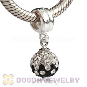 Sterling Silver European Charms Dangle White-Black Czech Crystal Beads