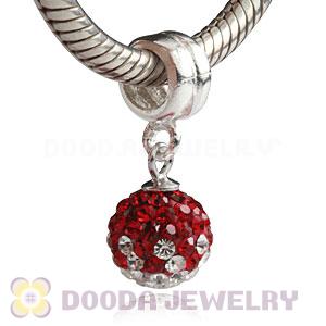 Sterling Silver European Charms Dangle Red -White Czech Crystal Beads