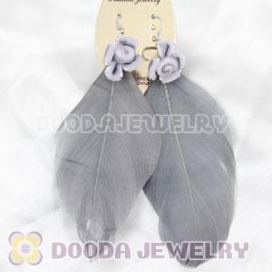 Wholesale Grizzly Tibetan Jaderic Indianstyles Flower Feather Earrings