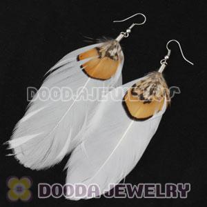 Wholesale Fashion White Tibetan Jaderic Bohemia Styles Feather Earrings