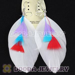 Fashion Fringe Tibetan Jaderic Bohemia Styles White Feather Earrings