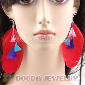 Fashion Fringe Tibetan Jaderic Bohemia Styles Red Feather Earrings