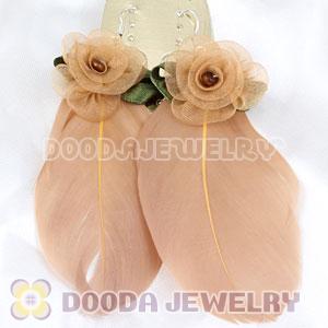 Wholesale Coffee Tibetan Jaderic Bohemia Styles Silk Flower Feather Earrings