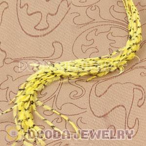 Yellow Striped Ostrich Plumes Trim Feather Hair Extensions Wholesale