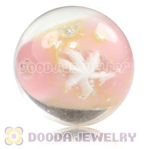 10mm European Style Pink Snowflake Lampwork Glass Beads Wholesale