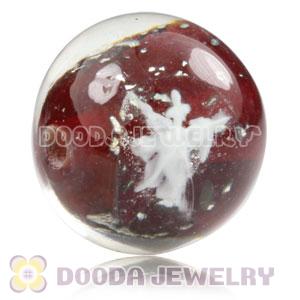 10mm European Style Red Snowflake Lampwork Glass Beads Wholesale