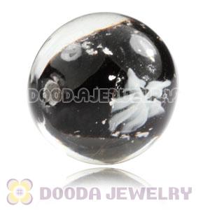 10mm European Style Black Snowflake Lampwork Glass Beads Wholesale