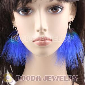 Wholesale Navy Tibetan Jaderic Bohemia Styles Shagginess Feather Earrings
