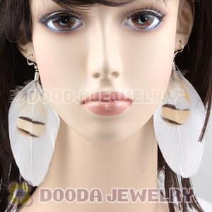Wholesale White Tibetan Jaderic Bohemia Styles Flake Feather Earrings