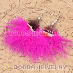 Wholesale Pink Tibetan Jaderic Bohemia Styles Shagginess Feather Earrings
