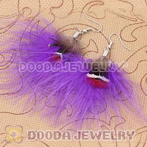 Wholesale Purple Tibetan Jaderic Bohemia Styles Shagginess Feather Earrings