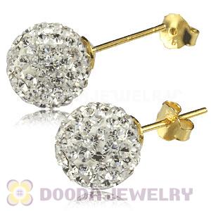 10mm White Czech Crystal Ball Sterling Silver Stud Earrings Wholesale