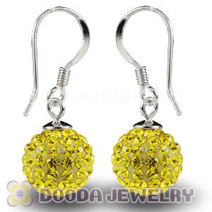 10mm Yellow Czech Crystal Ball Sterling Silver Hook Earrings Wholesale