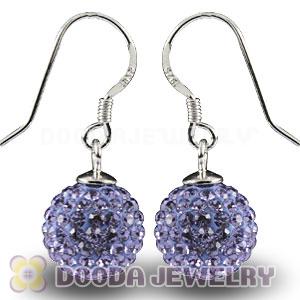 10mm Purple Czech Crystal Ball Sterling Silver Hook Earrings Wholesale 