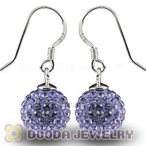 10mm Purple Czech Crystal Ball Sterling Silver Hook Earrings Wholesale