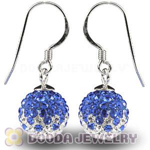 10mm White-Blue Czech Crystal Ball Sterling Silver Hook Earrings Wholesale