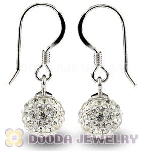 8mm White Czech Crystal Ball Sterling Silver Hook Earrings Wholesale