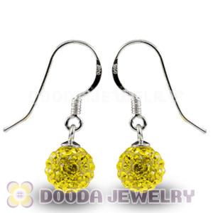 8mm Yellow Czech Crystal Ball Sterling Silver Hook Earrings Wholesale