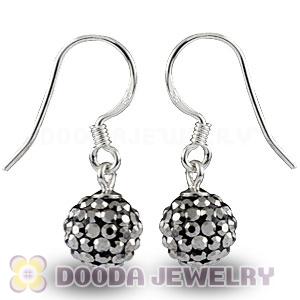 8mm Grey Czech Crystal Ball Sterling Silver Hook Earrings Wholesale