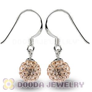8mm Pink Czech Crystal Ball Sterling Silver Hook Earrings Wholesale