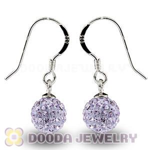 8mm Lavender Czech Crystal Ball Sterling Silver Hook Earrings Wholesale