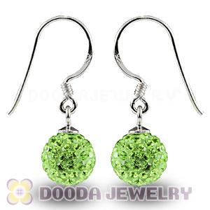 8mm Lime Czech Crystal Ball Sterling Silver Hook Earrings Wholesale